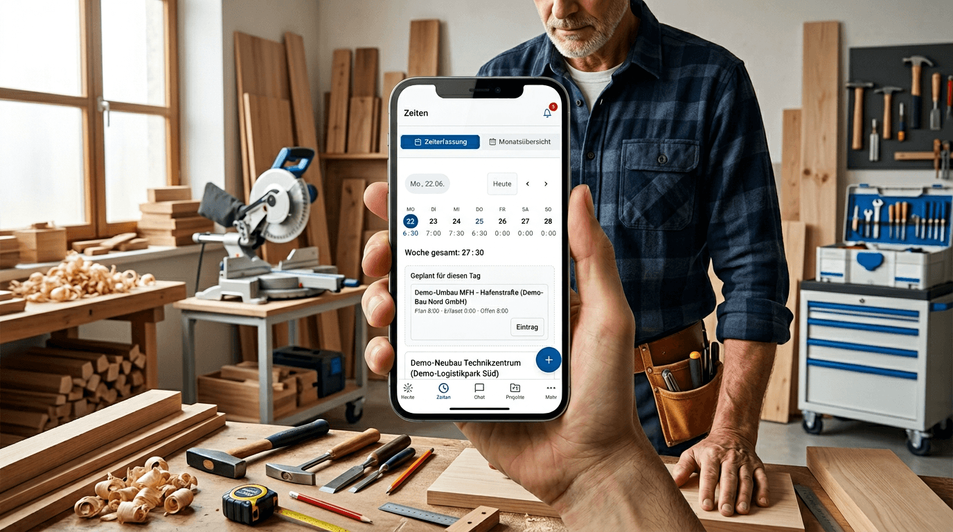 Titelbild: Zeiterfassung im Handwerk: Pflichten, Methoden und digitale Lösungen