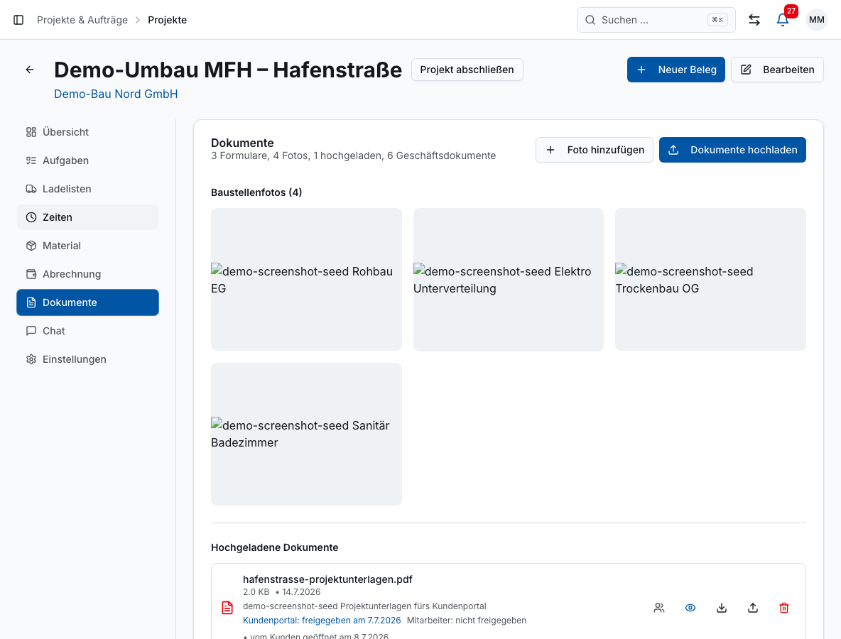 Digitale Formulare in Bleno – Produktansicht