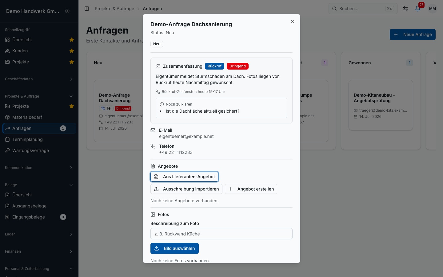 Anfragen in Bleno: Anfragen im Überblick
