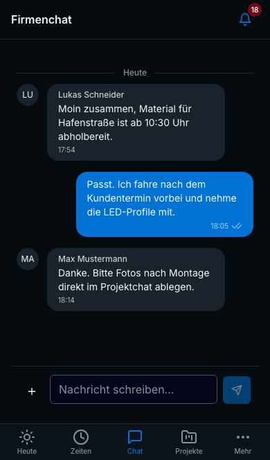 Team-Chat in Bleno: Immer erreichbar – auch mobil