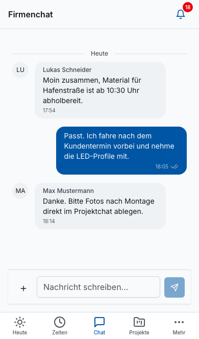 Team-Chat in Bleno: Immer erreichbar – auch mobil