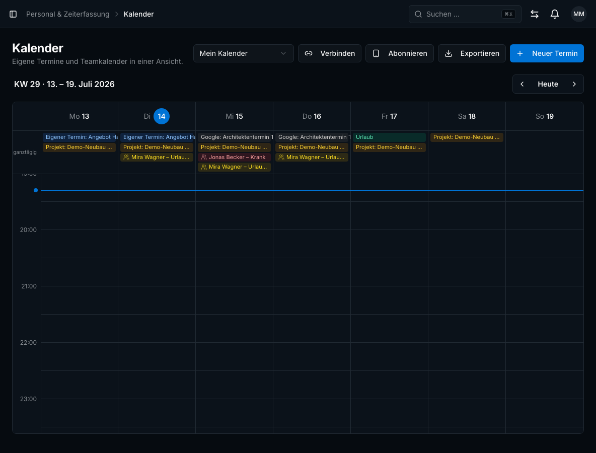 Teamplanung in Bleno: Teamkalender