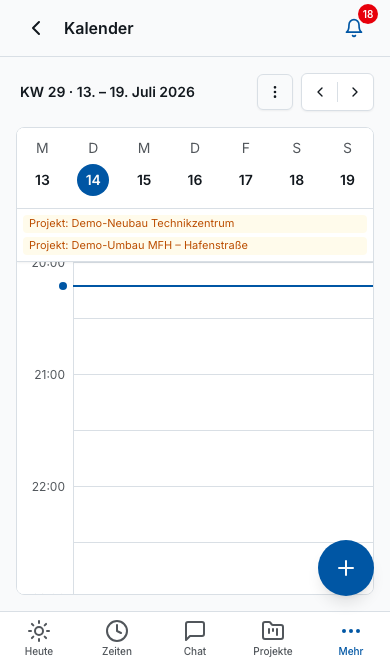 Bleno Mitarbeiter-App: Kalender und Termine
