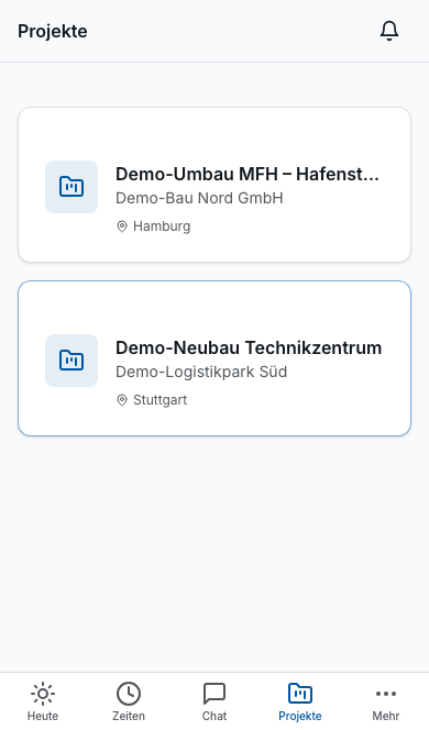 Bleno Mitarbeiter-App: Projekte und Aufgaben
